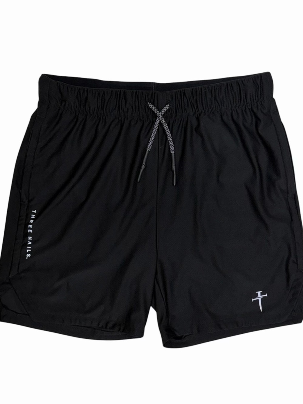 Three Nails Shorts Mens Large Black Linerless Mesh Running 5" Athletic Gym Train